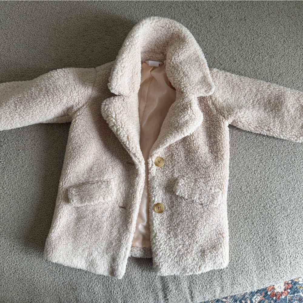 GAP Kids Beige Sherpa Pea Coat